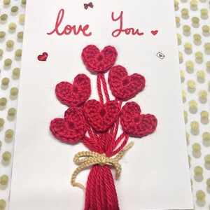 Carte de Saint-Valentin, cartes de Saint-Valentin 3D, cartes de coeur, cartes de voeux de coeur au crochet.