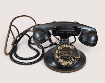 Authentic 1930s Telephone, Old Fashioned Rotary Phone, Western Electric 202, Vintage Home Decor