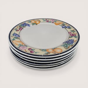 Vintage Oneida Dinner Plates: Orchard Fruit Pattern - Set of 6, Replacements