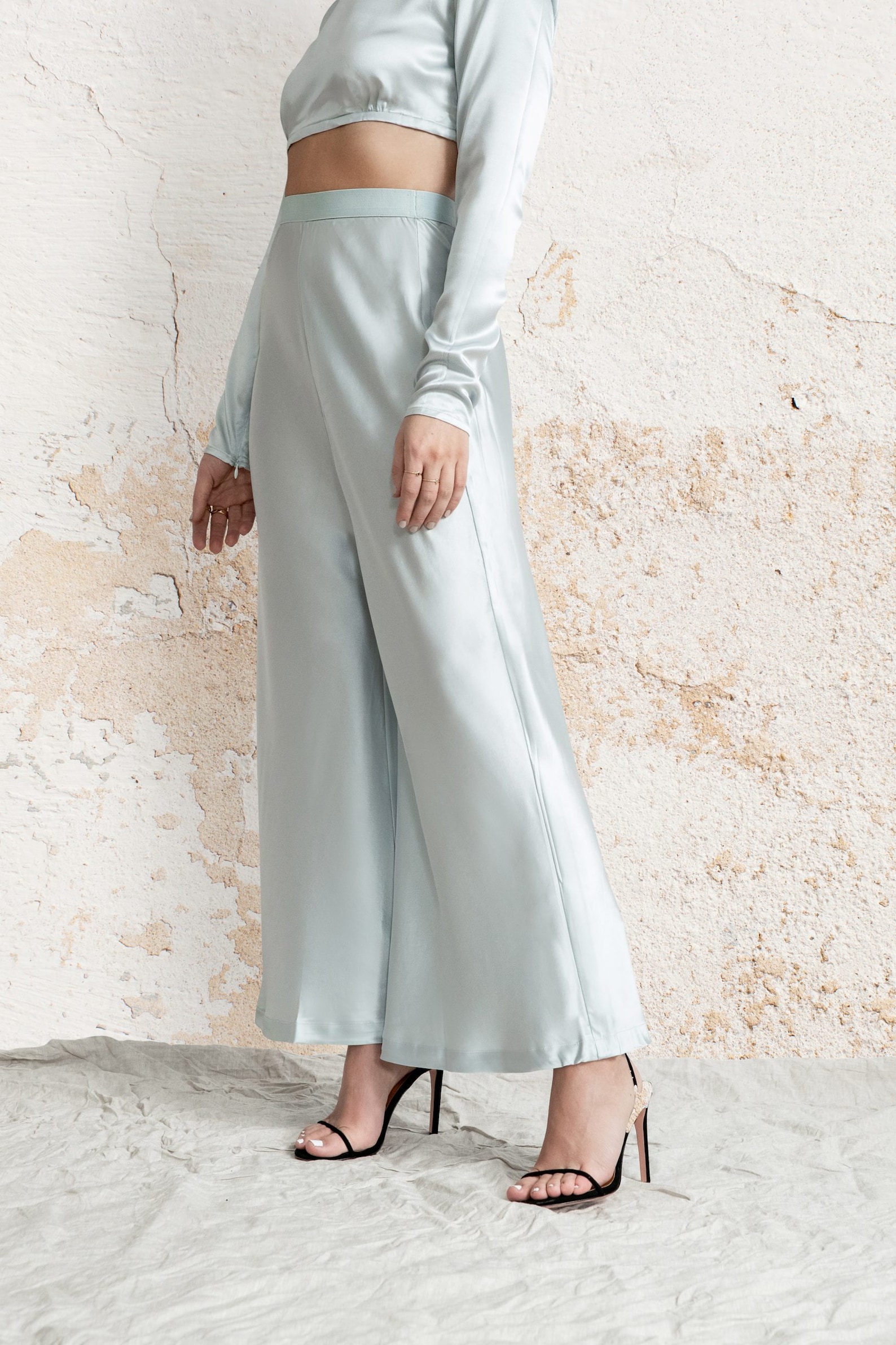 Women's Silk Pants Light Blue Made from 100 Silk soft Etsy
