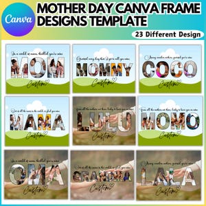 Mother&#39;s Day Canva Frame Editable Template, 23 Mom Canva Frame Bundle, Wear Heart On Sleeve Canva Template, The Best Mom Ever Canva Template