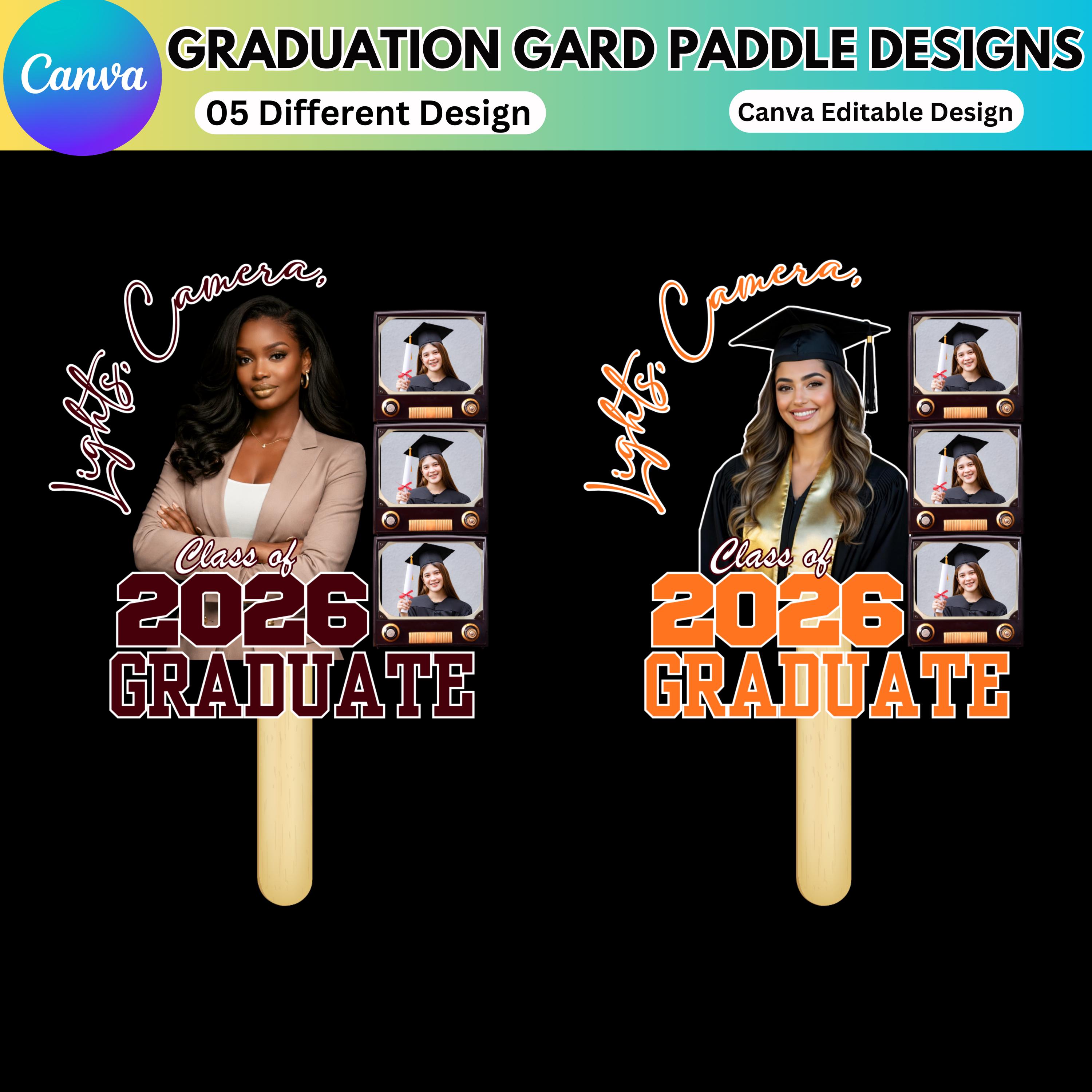 Grad Fan 2026 Canva Editable Template, Class of 2026 Graduation Paddle ...