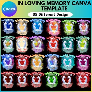 Memorial Design Pattern In Loving Memory Design Canva Editable Bundle, Memorial Design Bundle ...