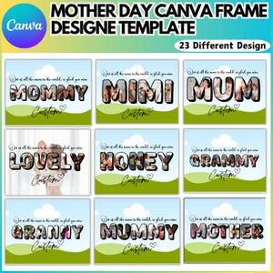 Mother&#39;s Day Canva Frame Editable Template, 23 Mom Canva Frame Bundle, Wear Heart On Sleeve Canva Template, The Best Mom Ever Canva Template