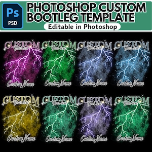 20 Custom Bootleg Rap Tee PSD Bundle, Editable Photoshop PSD File, Photoshop Rap Tee T-Shirt Template, Custom Bootleg T Shirt Design Digital