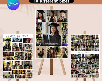Graduation Photo Collage Canva Editable Template Set, Graduation Welcome Sign, Graduation Poster Display Design, Graduation Class of 2025