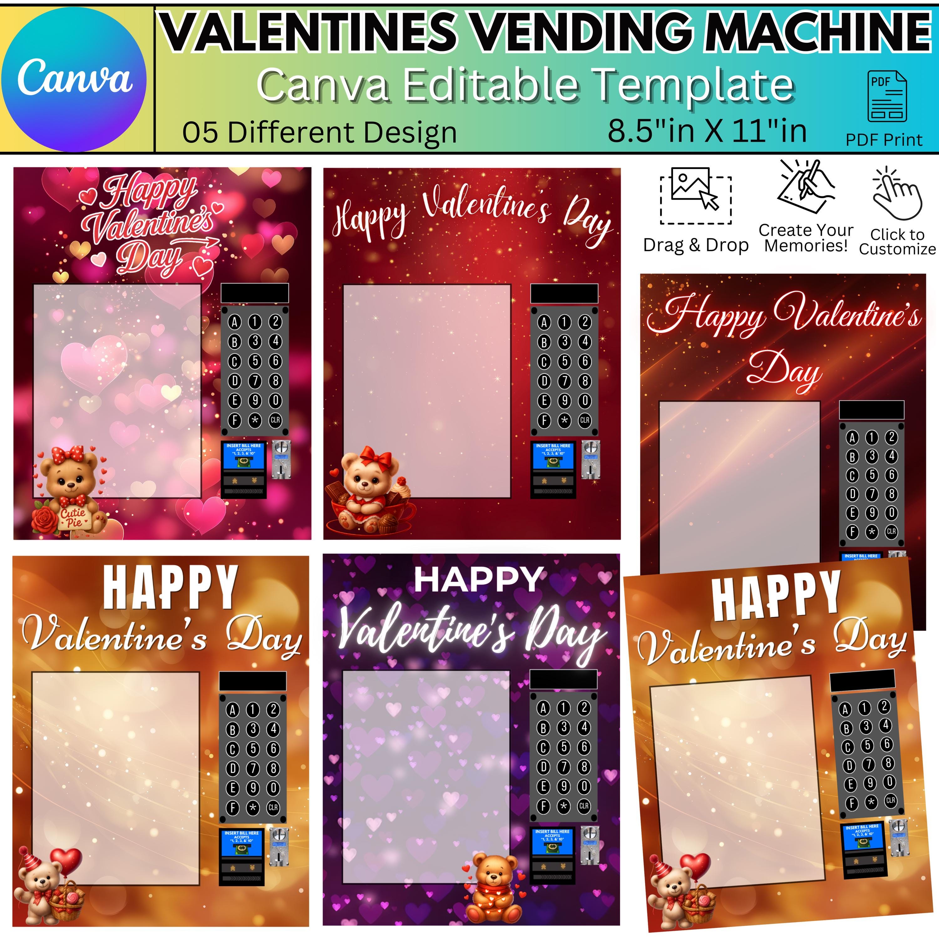 Vending Machine Jumbo Valentine Template, Valentine's, Day, Valentines ...
