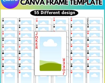 55 Poker Card Canva Editable Template, Card Sublimation Designs, Play Card Canva Template, Editable Trading Card, Blank Playing Card
