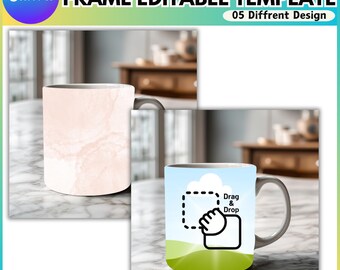 11 oz Mug Mockup Canva Editable Frame Mockups, Mug Mockup Bundle, Coffee Mug Mockups, Canva Frame Mockups. Digital Download