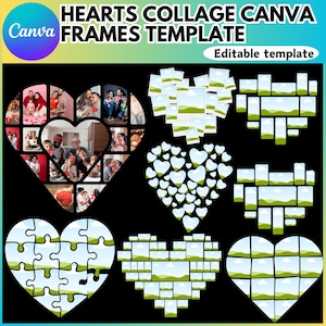 Canva Heart Photo Collage Editable Template, Drag Your Own Image, Couple Gift, Romantic Love Photo Collage, Funeral Photo Collage, Wedding
