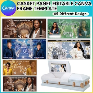 Casket Panel Canva Editable Template, Canva Memorial Panel Template, Casket Panel, Green Casket, Blue Green Casket Panel,Celebration of Life