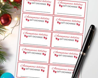 Editable Secret Santa Name Draw Cards, Office Secret Santa Game, White Elephant Printable, Staff Christmas Survey, Team Building