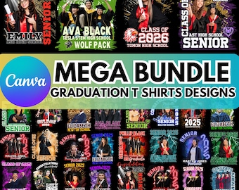 Plantilla de Canva para 100 camisetas de graduación de 2026, plantilla de Canva para estudiantes de último año de 2025, plantilla de Canva para felicitaciones, diseños de camisetas de graduación de 2026