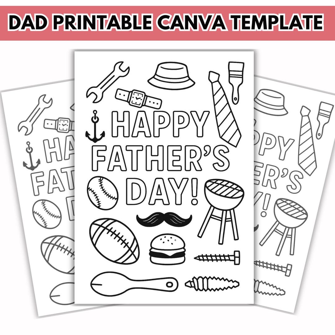 Father's Day Gift Coloring Printable Template, All About Dad Interview ...
