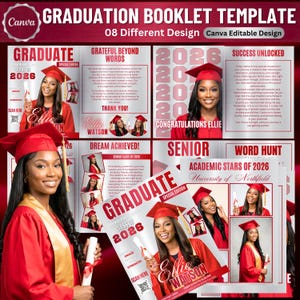 Graduation Activity Booklet Template | Editable Canva Senior Grad Magazine | Graduation Party Favor & Announcement Printable