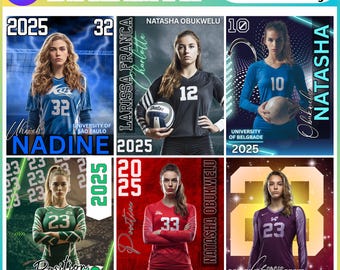 Volleyball Girls Poster Canva Template, Senior Night Banner, Sports Memory Mate, Custom Player Card, Volleyball Team Photography Poster