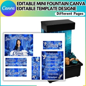 Memorial Mini Fountain Canva Editable Template, 6pcs Custom Memorial Fountain, Canva Editable Template, Custom Memorial Fountain, Digital