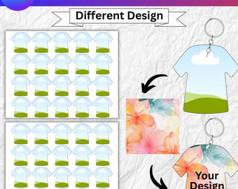 Modello Canva per portachiavi a forma di t-shirt, mockup modificabile per portachiavi, design per portachiavi a forma di t-shirt, modello per portachiavi a sublimazione fai-da-te, download digitale
