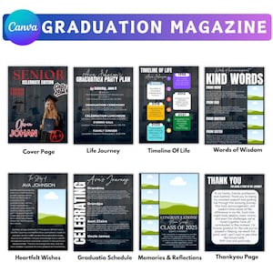 Graduation Magazine Booklet Canva Editable Template Bundle, 2025 Senior Graduation, Senior Class of 2025 Magazine