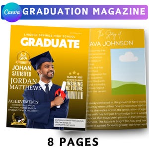 Graduation Magazine Booklet Canva Editable Template Bundle, 2025 Senior Graduation, Senior Class of 2025 Magazine, Full Magazine Template