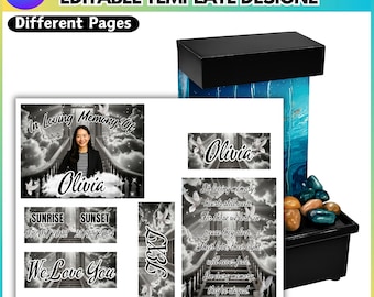 Memorial Mini Fountain Black Canva Editable Template, 6pcs Custom Memorial Fountain, Canva Editable Template, Custom Memorial Fountain