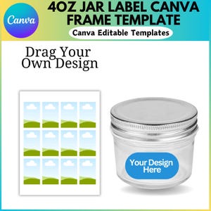 4oz Jar Label Template, 4oz Jar Canva Editable, Canva Frame Label Template, Blank 4oz Jar Label, Canva Drag and Drop, Digital Download