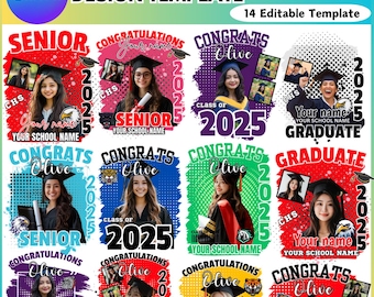 Graduation Tshirt Grad Bootleg Canva Template, Graduation T Shirt Bundle, Canva Grad Tshirt Template, Class Of 2025 Graduation T Shirt