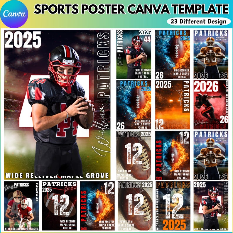 Football Poster Canva Template, Sports Background & Digital Backdrop ...