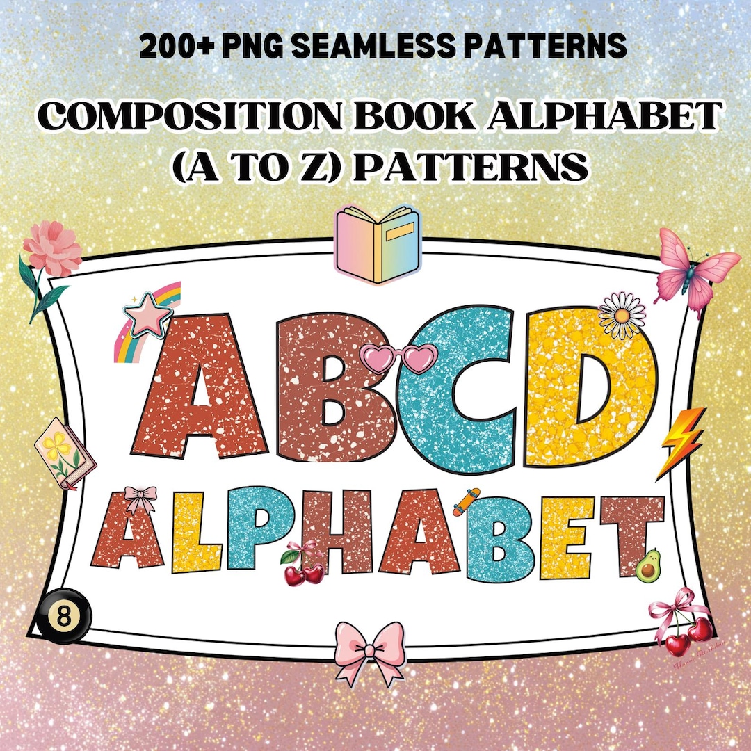 Alphabet Letters for Composition Notebook, 05 Different Colors A-Z ...