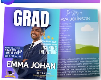 Graduation Magazine Canva Editable Template Bundle, 2025 Senior Graduation, Senior Class of 2025 Magazine, Full Magazine Template