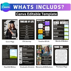 Graduation Magazine Booklet Canva Editable Template Bundle, 2025 Senior Graduation, Senior Class of 2025 Magazine