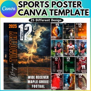 Modelo de pôster de futebol Canva, fundo esportivo e cenário digital, pôster esportivo Canva, modelo de banner de futebol, banner de retratos Canva