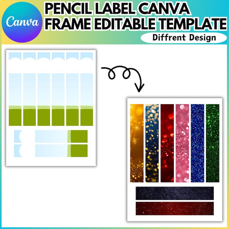 Pencil Label Canva Editable Frame Template, Pencil Label Frame ...