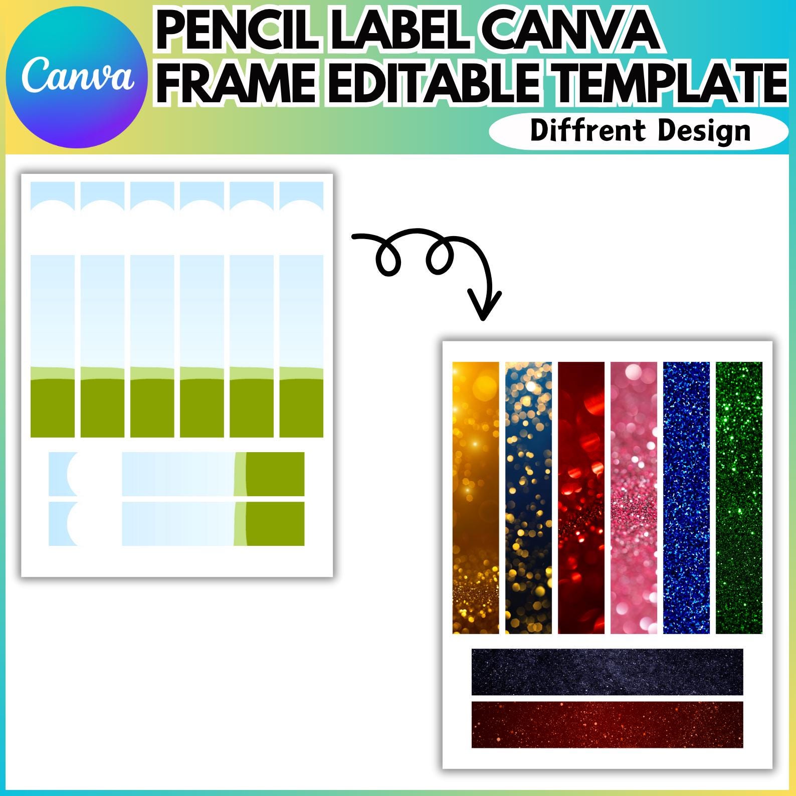 Pencil Label Canva Editable Frame Template, Pencil Label Frame ...