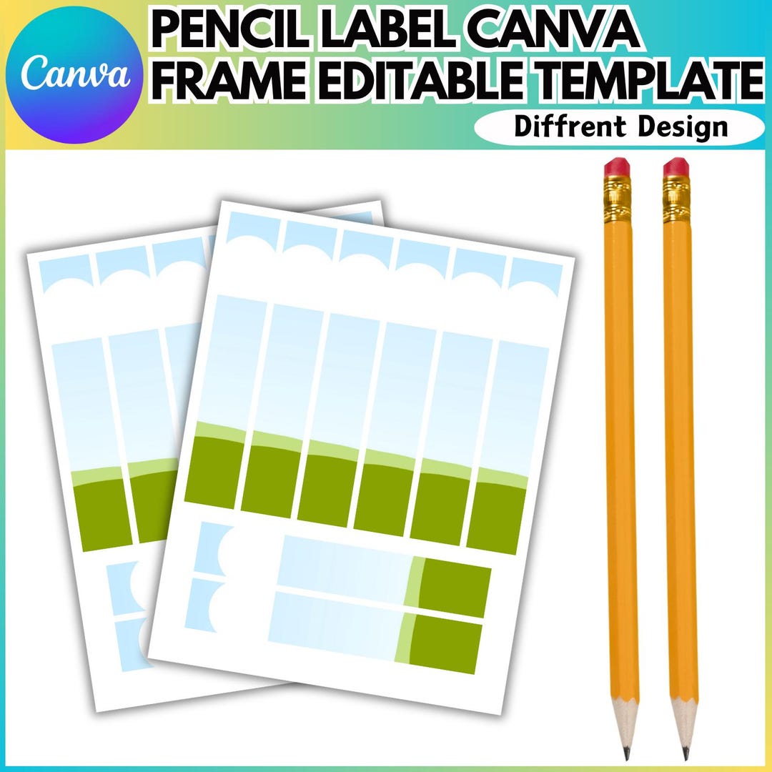Pencil Label Canva Editable Frame Template, Pencil Label Frame ...