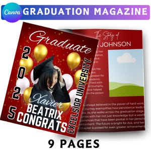 Graduation Magazine Booklet Canva Editable Template Bundle, 2025 Senior Graduation, Senior Class of 2025 Magazine