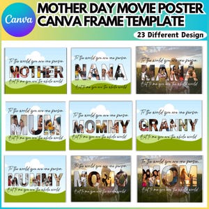Modello modificabile per la cornice Canva per la festa della mamma, pacchetto di cornici Canva per 23 mamme, modello Canva per indossare il cuore sulla manica, modello Canva per la migliore mamma di sempre