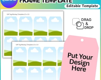 Modèle modifiable sur toile pour étiquette cadeau, conception de cadre pour étiquette cadeau, modèle d'étiquette imprimable de fête, modèle d'étiquette volante, étiquettes cadeaux vierges, numérique