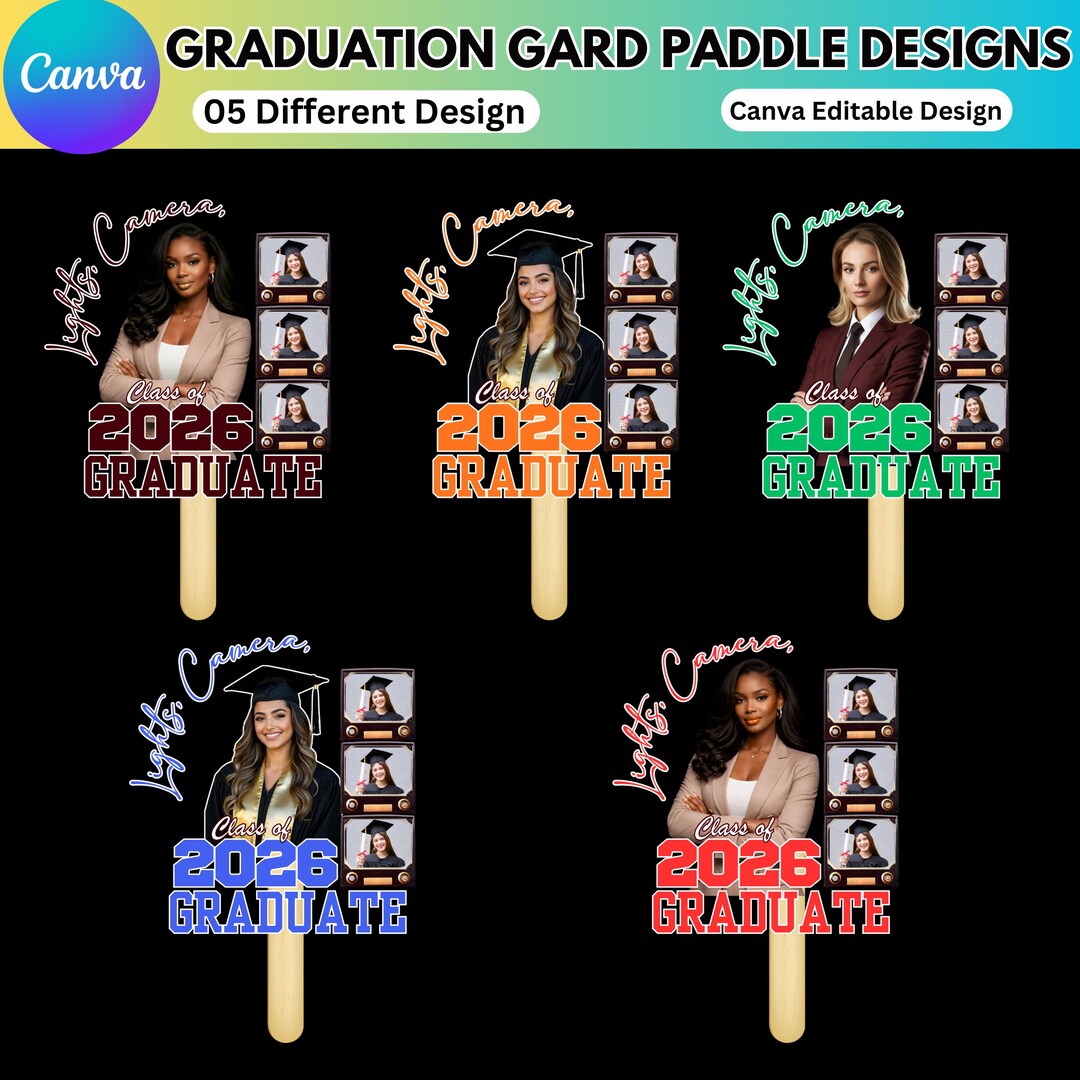 Grad Fan 2026 Canva Editable Template, Class of 2026 Graduation Paddle ...