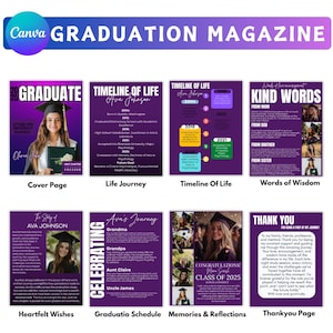 Graduation Magazine Booklet Canva Editable Template Bundle, 2025 Senior Graduation, Senior Class of 2025 Magazine
