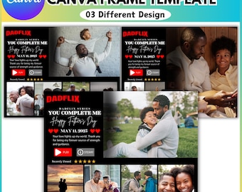 Dad Flix Canva Editable Template, Father's Day Collage Design, Father's Day Gift, Best Dad Ever Template, Movie Poster Personalized Poster