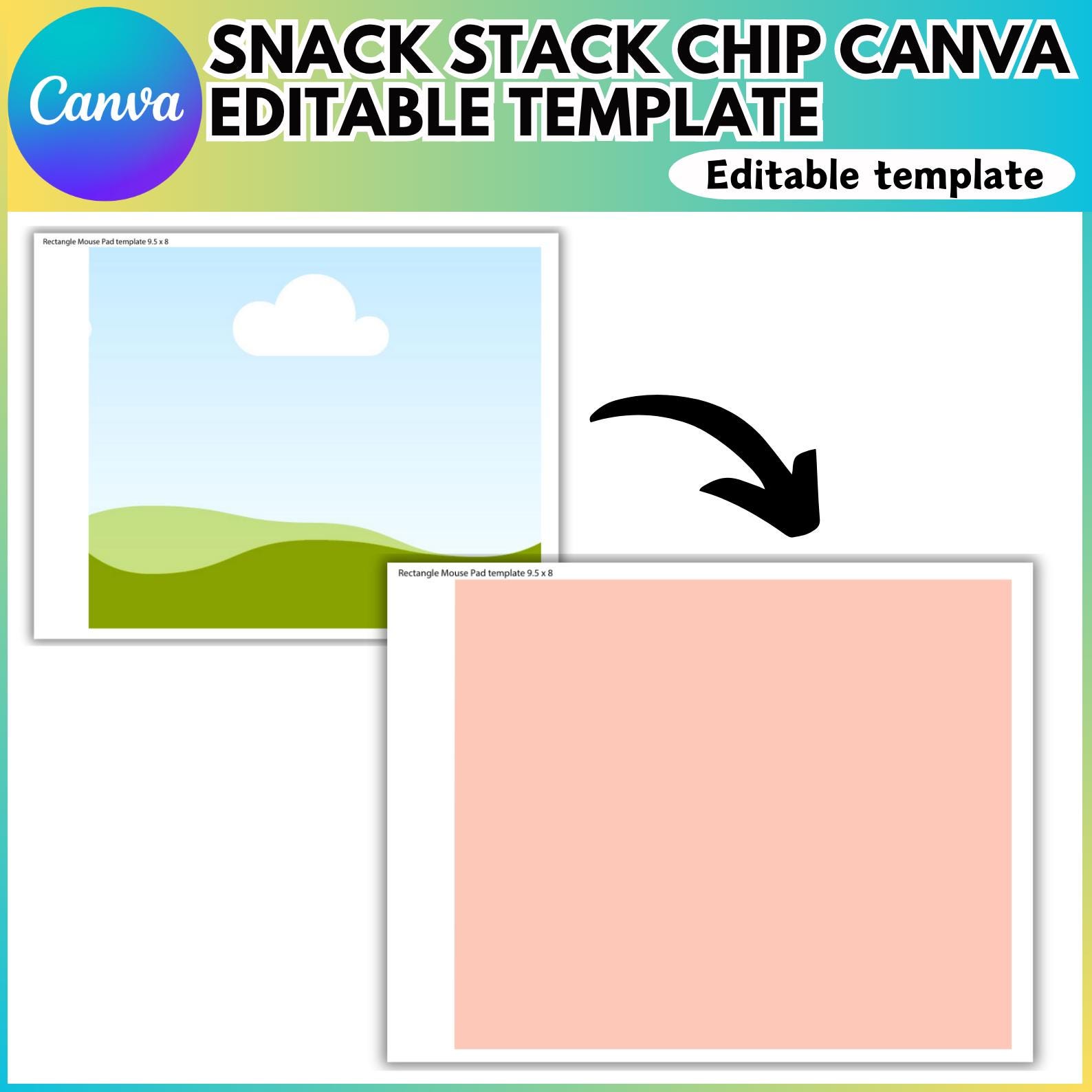 Snack Rectangle Frame Snack Stack Chip Canva Frame Editable Template, Snack Stack Chip Canva ...