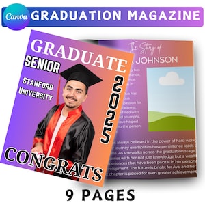 Graduation Magazine Booklet Canva Editable Template Bundle, 2025 Senior Graduation, Senior Class of 2025 Magazine