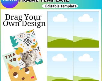 Greeting Card Canva Editable Template, Drag and Drop Greeting Cards, 4x6, 5x7, 4.75x4.75 Foldable Cards, Blank Template