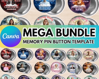 In Loving Memory Pin Button Canva Mega Editable Templates Bundle, Memorial Pin Button Canva Designs, Funeral Button Favors, Digital Download