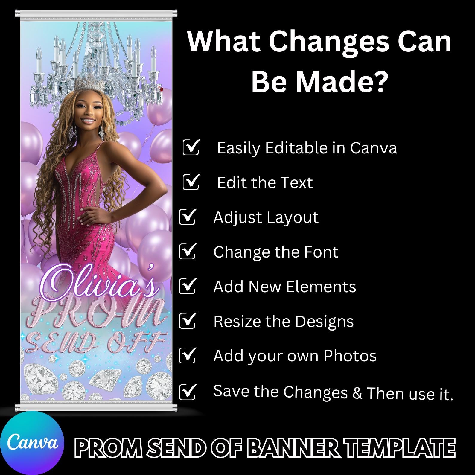Send Off Program Banner Prom Send of Banner Template Canva Editable Template, 2025 Prom Send ...