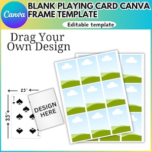 Blank Playing Card Canva Editable Template, Poker Card Template, DIY Playing CardSvg Png, Canva drag and drop, Canva Editable Trading Card