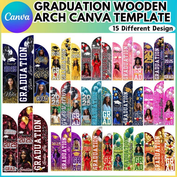 15 Graduation Wooden Arch Panel Canva Editable Template, Grad Party Decoration Template, Grad Entrance Arch, Wooden Arch Backdrop Template