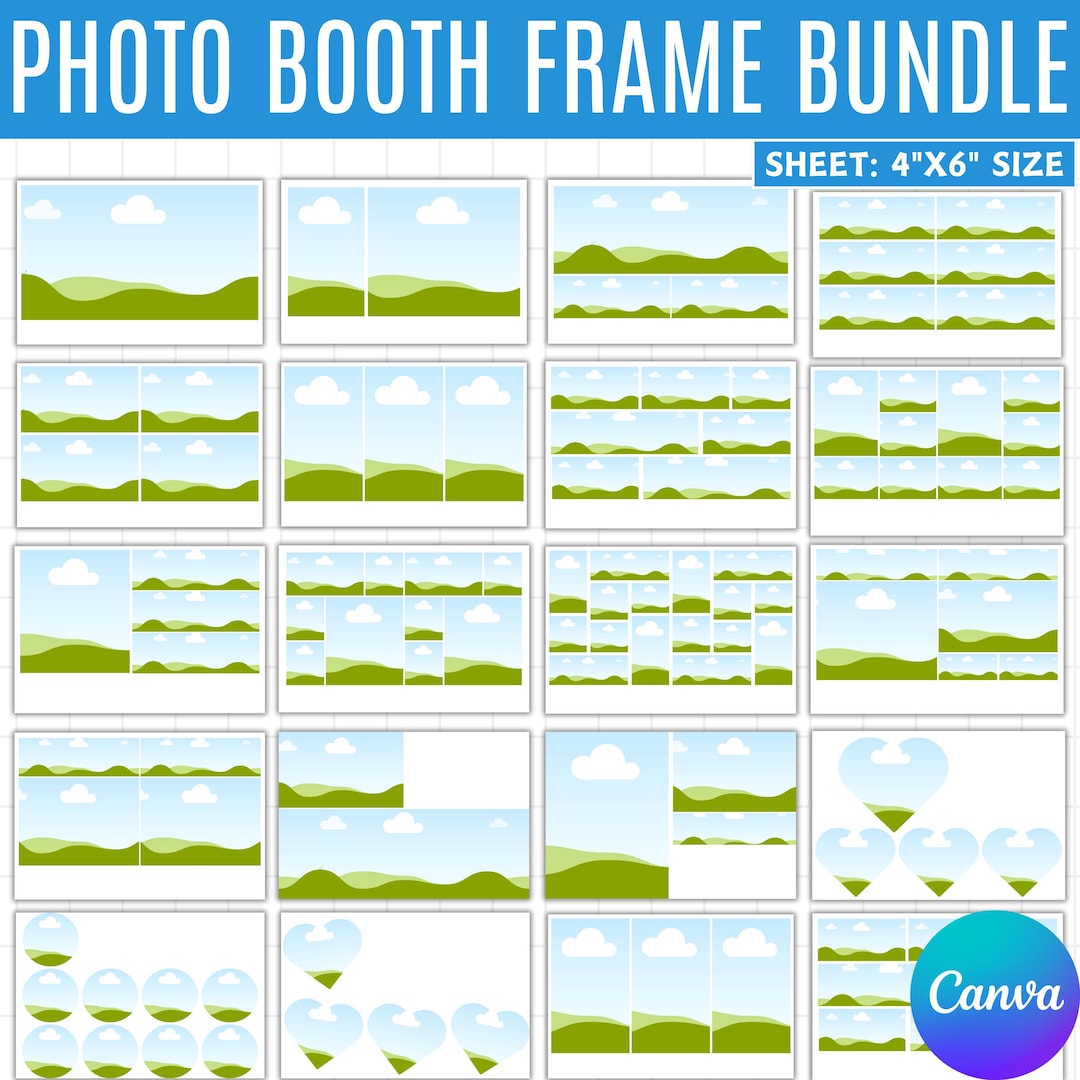 Editable Booth Design Photo Booth Template Bundle | Editable 6x4 Canva Frames | Printable ...