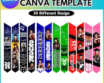 Graduation Stole Canva Editable Template, Graduation Stole 2025, Congratulation Canva Template, Fill Your Text in Design, Digital Download